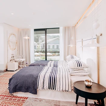 Deluxe Room interior at D Resort Gocek with bright coastal decor