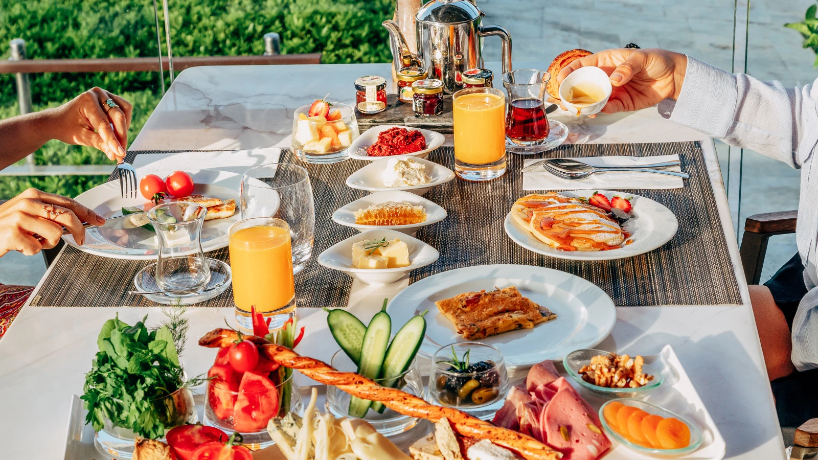 Rich Turkish breakfast at Olives, D Resort Gocek, on a sea-view terrace