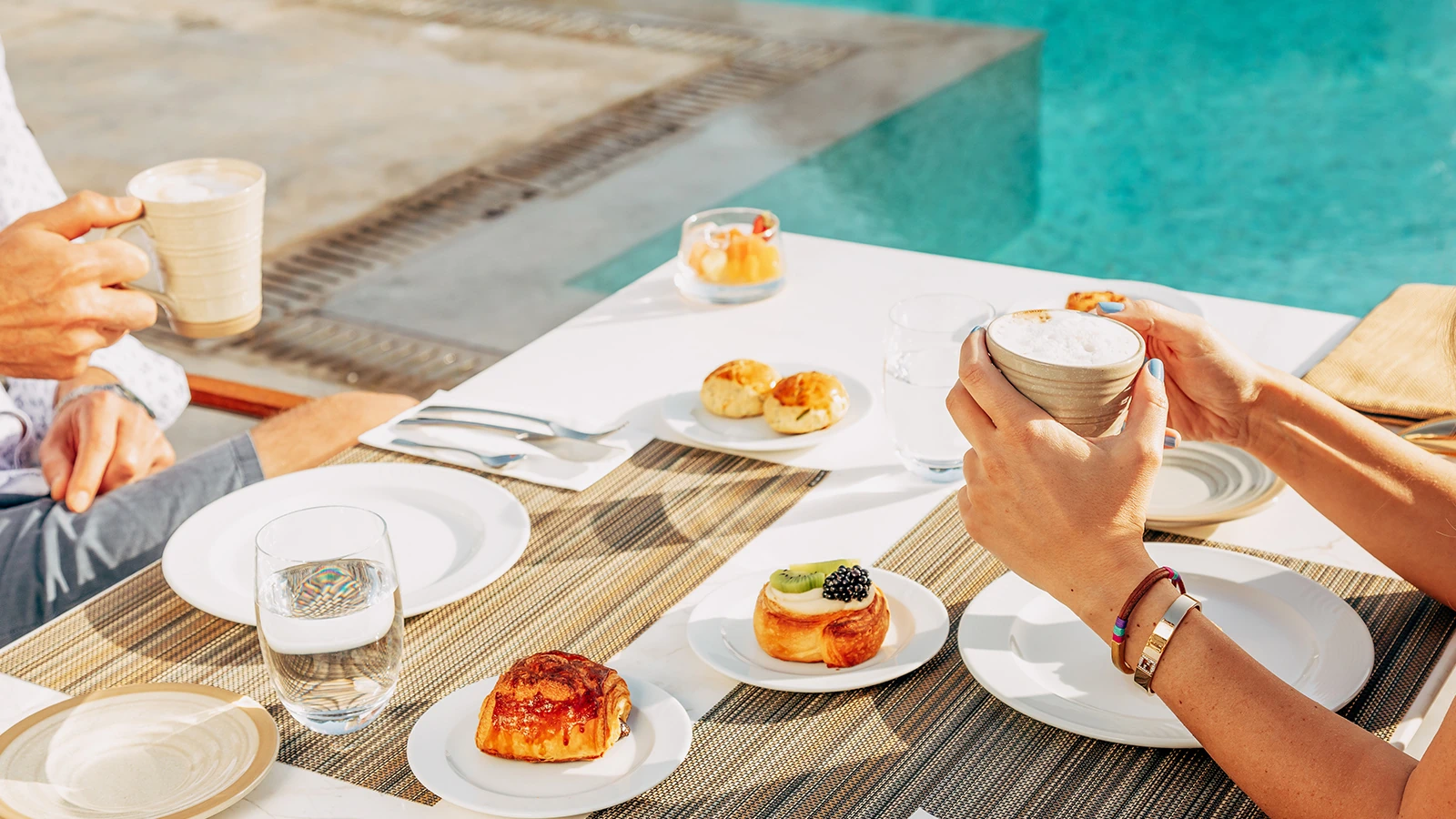 Coffee and pastries poolside at the Pool Bar, D Resort Gocek