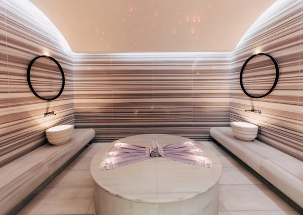 Turkish hammam at D Resort Gocek spa with marble navel stone and starlit dome